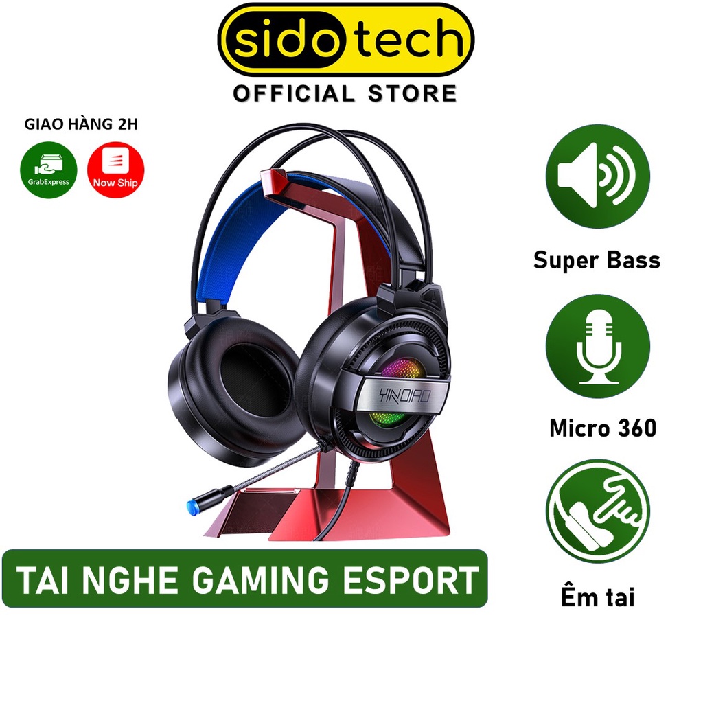 Tai nghe chụp tai gaming chính hãng SIDOTECH YINDIAO Q3 loại tai nghe Over Ear chống ồn có mic cho máy tính bàn laptop