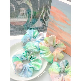 Dây buộc tóc Scrunchies vải nhung loang màu