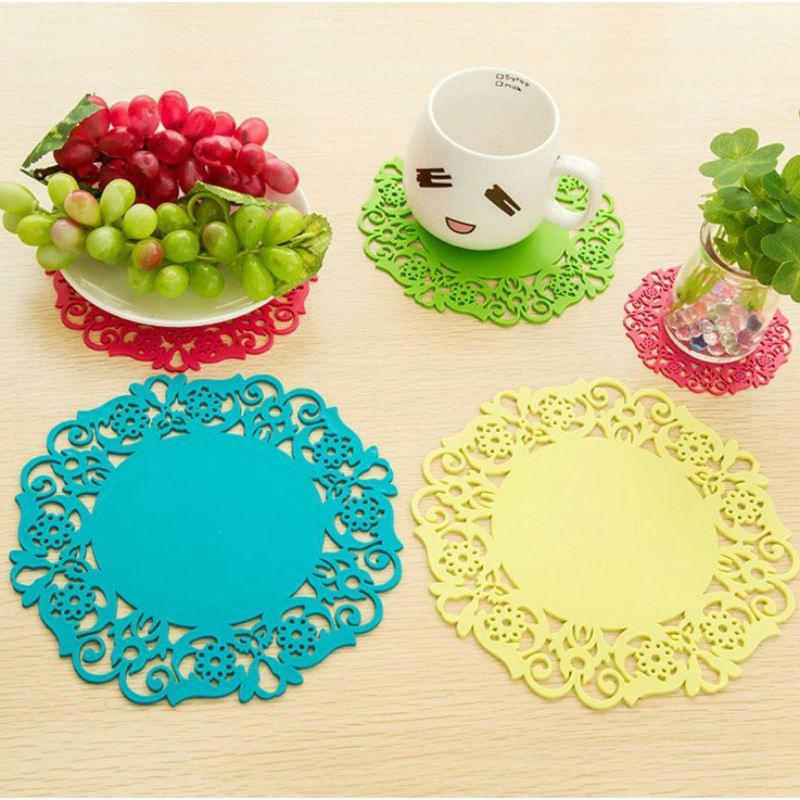 Miếng lót ly hoa văn 9cm