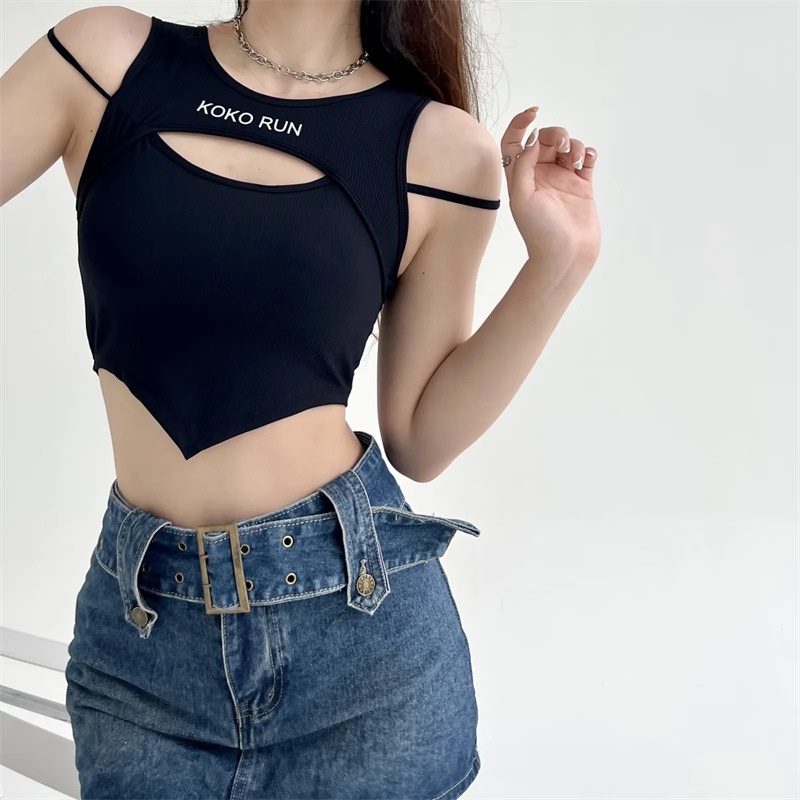 Áo Croptop Cách Điệu Phối Dây Quyến Rũ Chất Cotton Co Dãn Thoáng Mát OTIS 8386