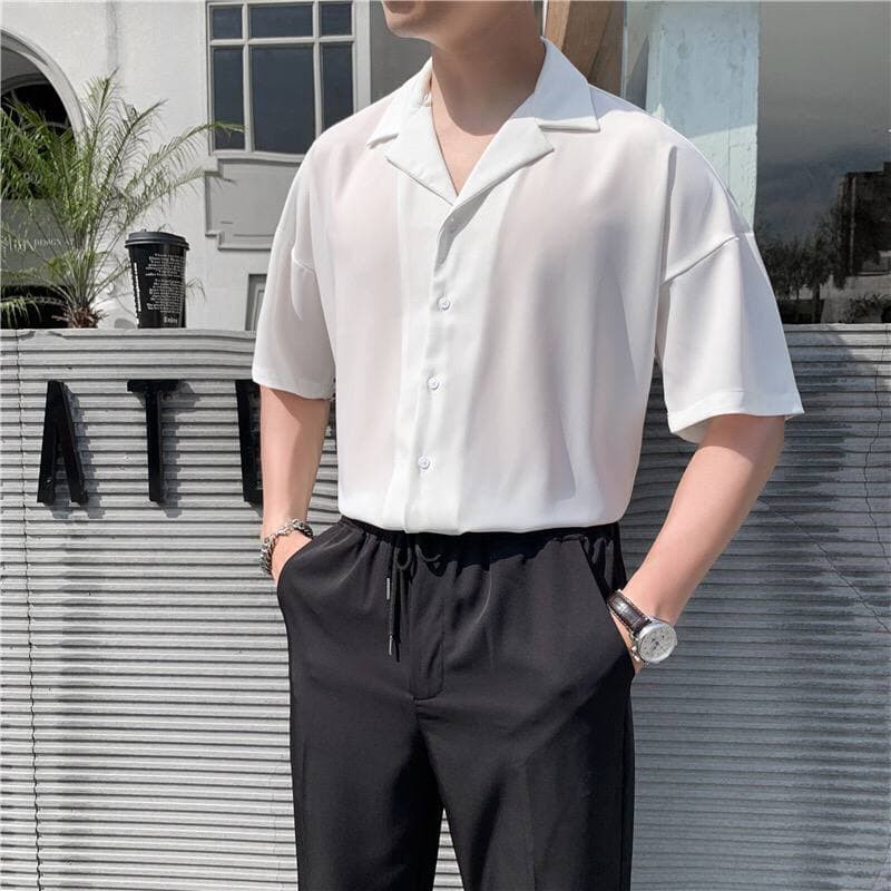 Áo sơ mi lụa unisex MALTRIK, áo cổ vest ngắn tay chất lụa cực đẹp hottrend 2022