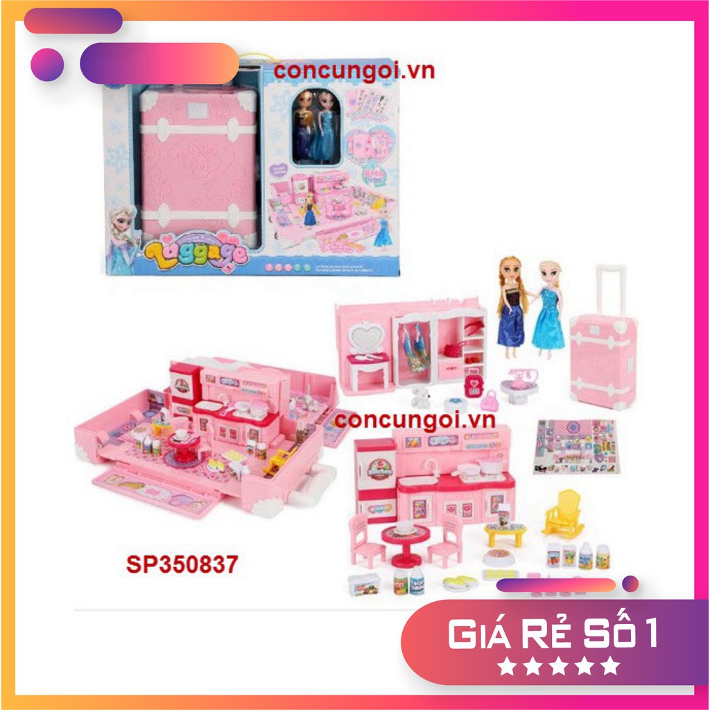 HCM- Đồ chơi Vali Dreamhouse Elsa-Anna nội thất nhà Frozen 2 búp bê , 1368-142