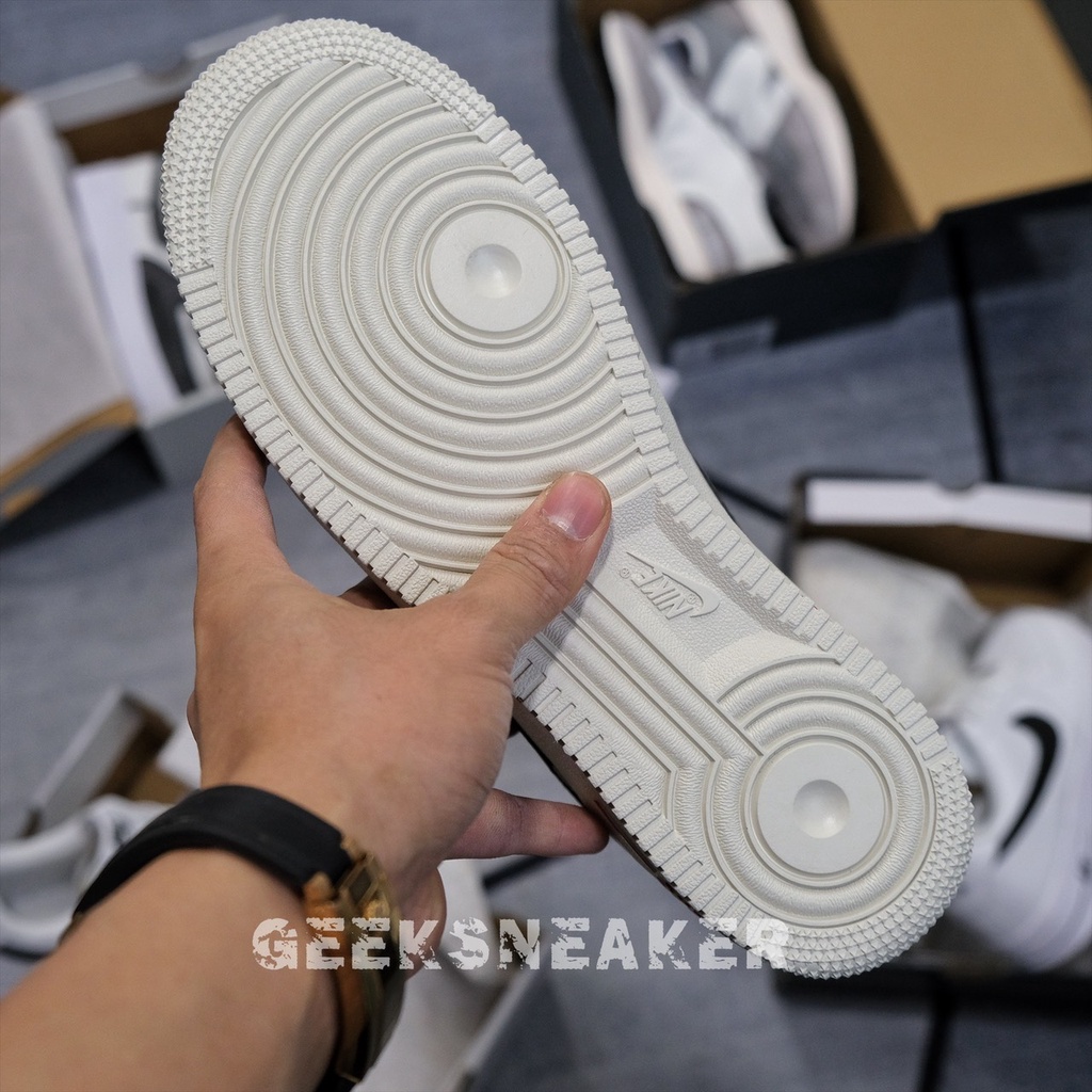 [GeekSneaker] Giày Air Force 1 Cổ thấp  Low Premium White Brown - Vệt Nâu Cafe