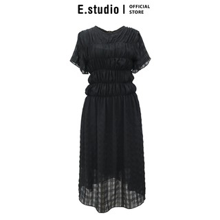 Đầm voan xốp đen E.studio kèm đầm dây lụa