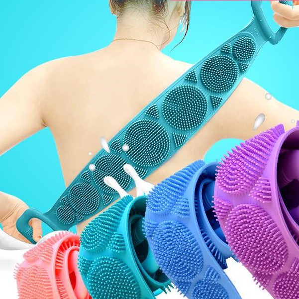 Dây tắm cọ, chà lưng 2 mặt bằng silicon đa năng ( màu ngẫu nhiên)