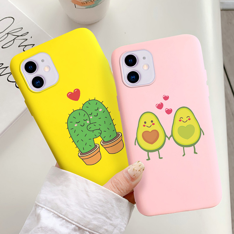 Anti-fall Cartoons Phone Case for iPhone XR 11 Pro Max 12 Pro Max Candy Colors Painted Camera Protection Cover