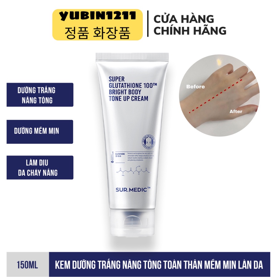 Kem Dưỡng Trắng Toàn Thân Sur Medic Super Glutathione 100 Bright Body Tone Up Cream