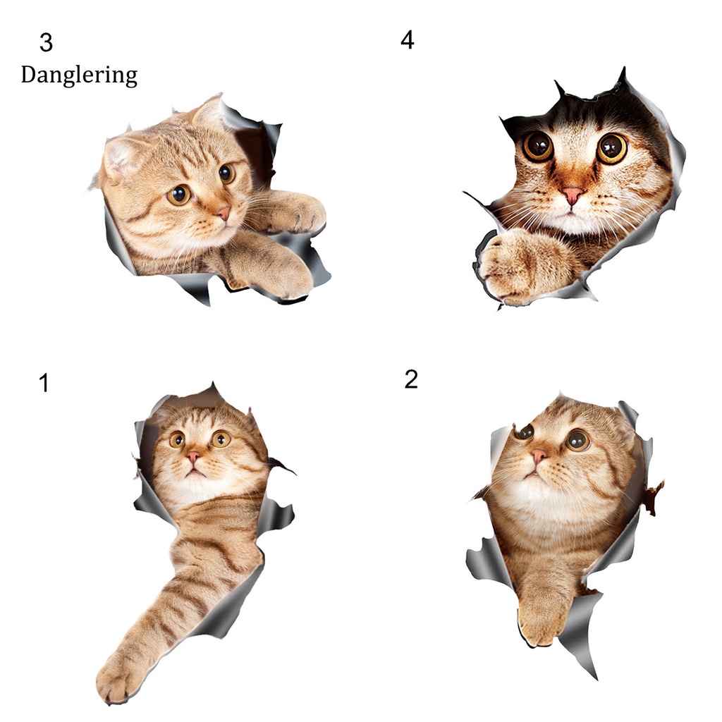 Đề Can Dán Trang Trí Xe Hơi Tạo Hiệu Ứng 3D Hình Mèo Đáng Yêu