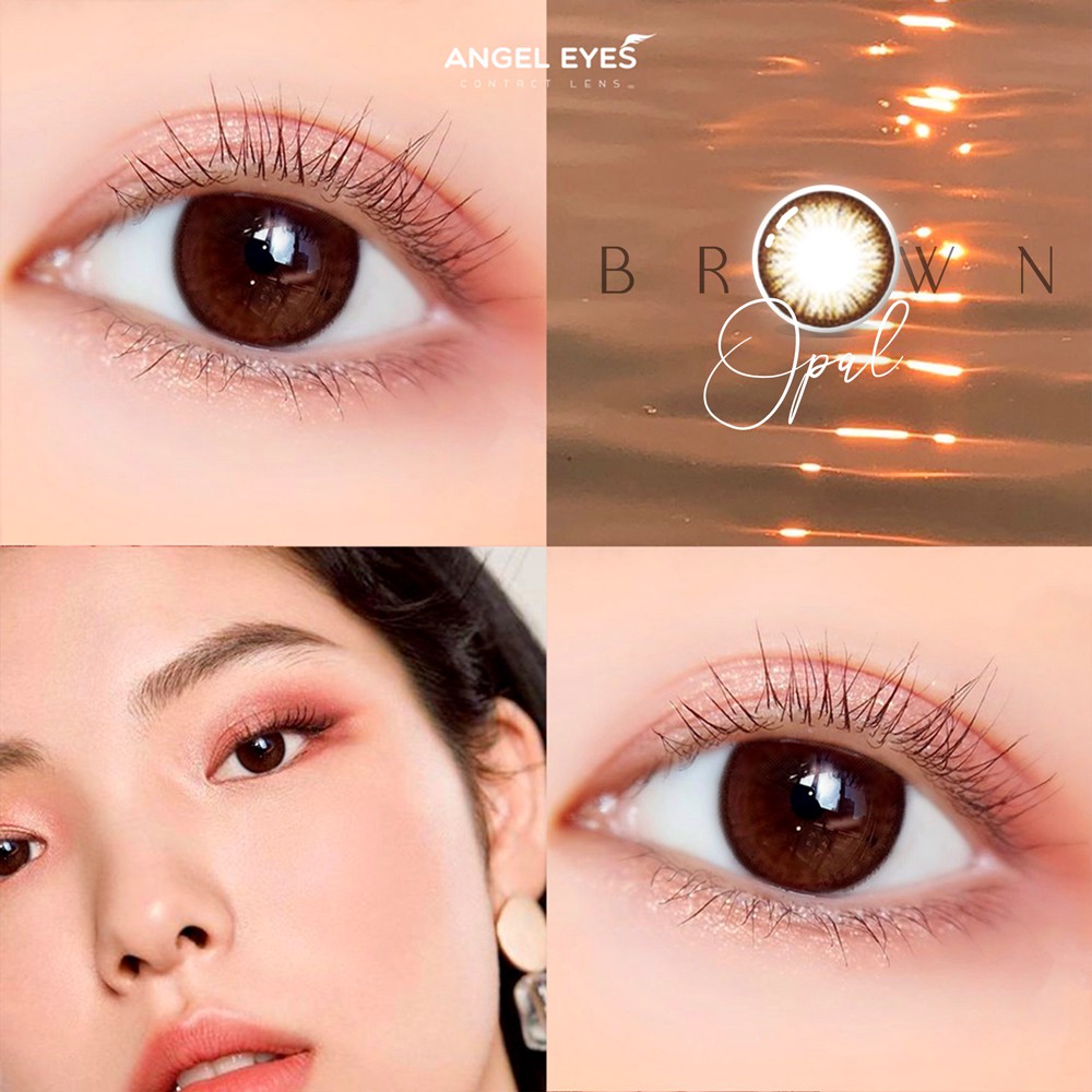 Kính áp tròng màu nâu tự nhiên Angel Eyes OPAL BROWN chất liệu Silicone Hydrogel có độ từ 0 - 8