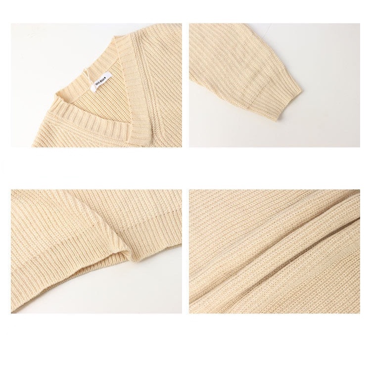 Áo sweater Dệt Kim Dáng Rộng Cổ Chữ V Thời Trang Thu Đông 2022 Cho Nữ