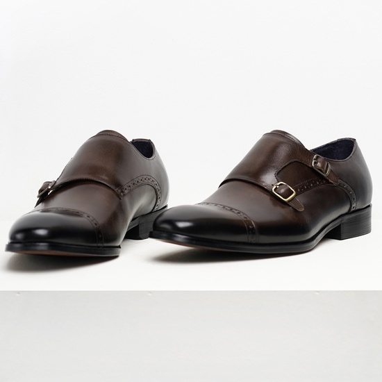 Giày tây công sở nam màu nâu Rasho Monk Strap, giày văn phòng da thật TONKIN