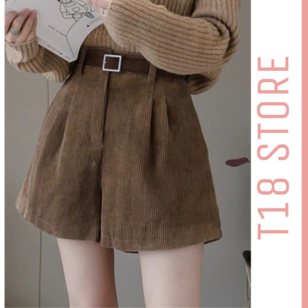 Quần short nữ nhung tăm cao cấp thu đông- Quần đùi nữ mặc nhà T18 STORE QD06