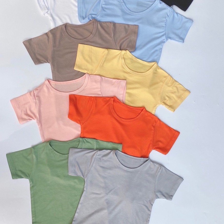 Áo Thun Cotton Cộc Tay  Bé Trai Bé Gái Kwoo Trơn  Phom Basic Chất Đẹp AT02