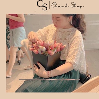 CHân váy xếp ly dài qua gối kèm đai .CHân váy dài