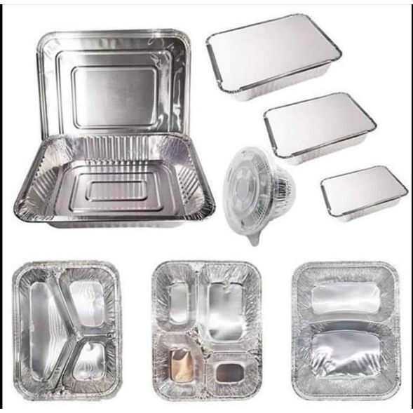 25 cái khay nhôm 3 ngăn, khay nhôm 4 ngăn