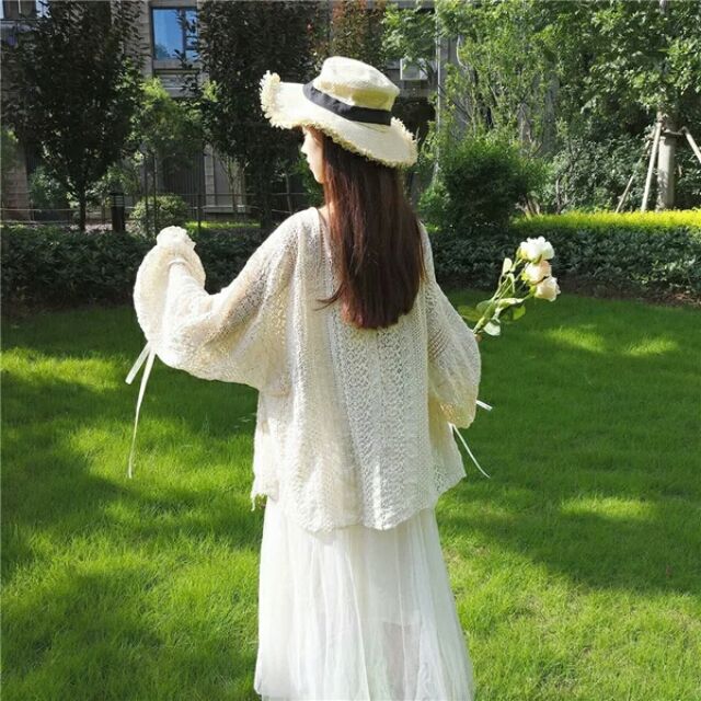 [ oder ] áo khoác ulzzang ren mỏng tay bồng kèm ảnh thật | BigBuy360 - bigbuy360.vn