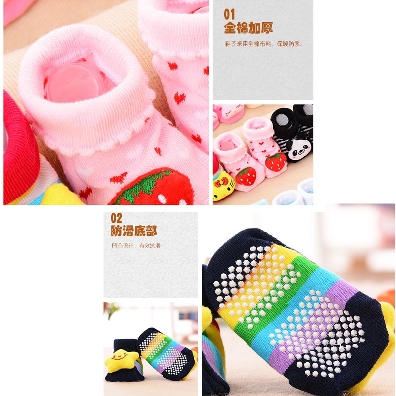 Vớ Cotton 3D Dễ Thương Chống Trượt Cho Bé Sơ Sinh