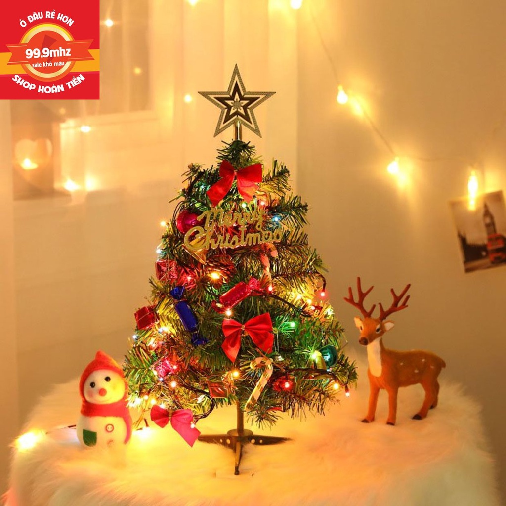 Cây Thông Noel Mini Để Bàn Có Đèn Cây Thông Noel 60cm Đầy Đủ Phụ Kiện