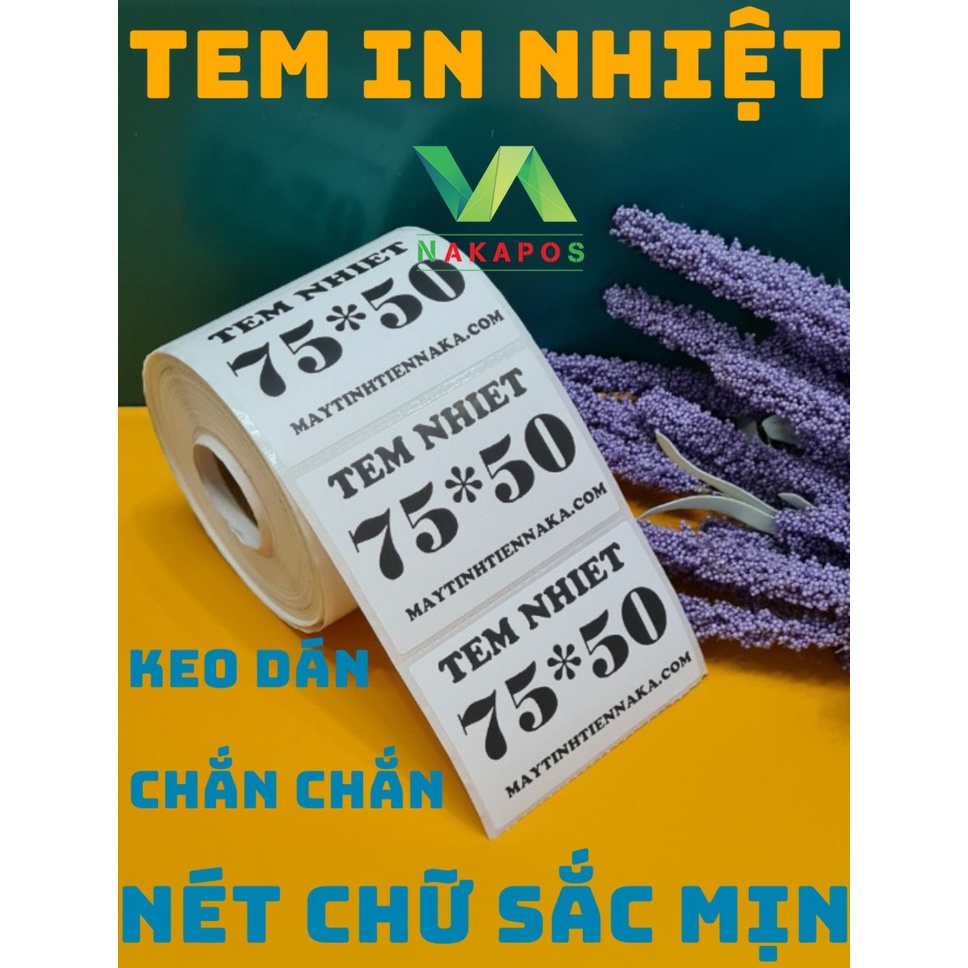 [COMBO 10 CUỘN]  Tem in  75x50 mm, giấy in nhiệt 7.5x5 cm in đơn GHTK, Tem phụ Tem mã vạch Decal nhiệt