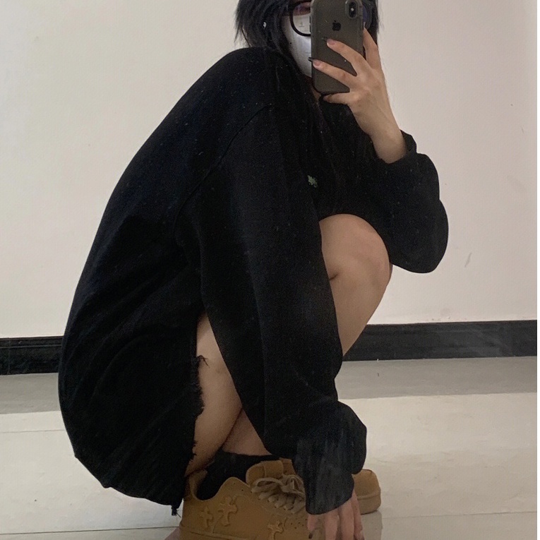 ZHELIHANGFEI Áo Thun Tay Dài Cổ Tròn Form Rộng Họa Tiết In Hợp Thời Trang