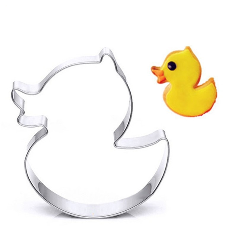 Set 2 khuôn cắt bánh quy hình chú vịt dễ thương bằng thép không gỉ