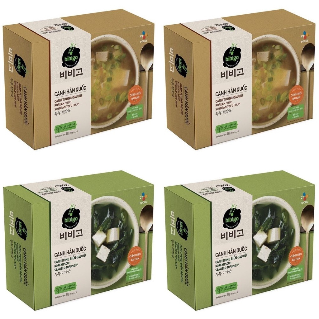 Canh Rong Biển/Canh Tương Đậu Hũ Hàn Quốc CJ Foods Bibigo Hộp 10 Gói (4.3Gx10 gói nhỏ) - Nhập Khẩu Hàn Quốc