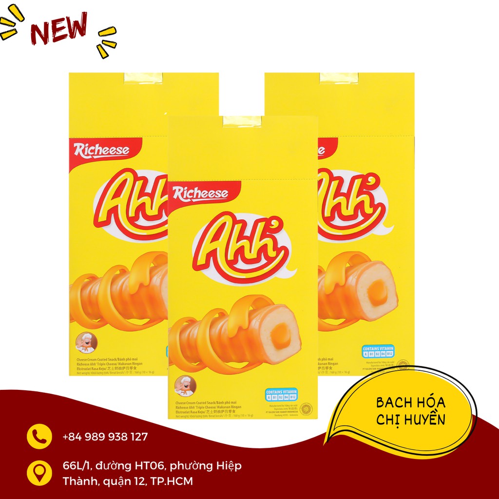 [MỚI] Bánh xốp phô mai Richeese Ahh' Nabati roll hộp 160g/10 ống to | BigBuy360 - bigbuy360.vn