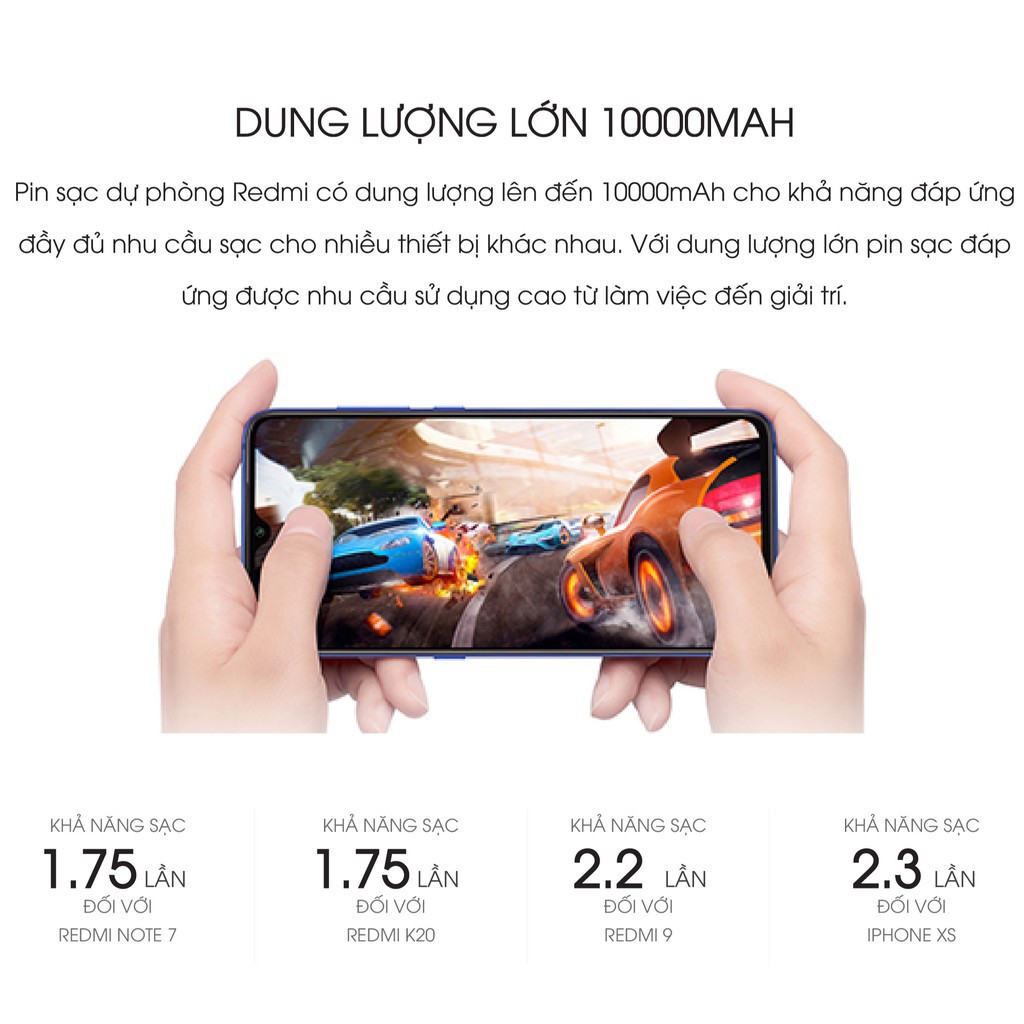 Sạc dự phòng Xiaomi gen 3, Redmi 10000mAh/20000mah PB200LZM -power bank, quick charge 2 inputs 44