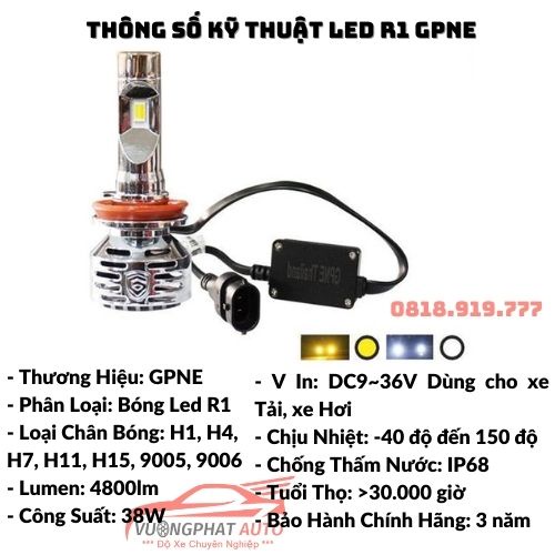 Bóng Đèn Led Ô Tô GPNE R4 R1 Siêu Sáng, Led Tăng Sáng Siêu Bền Bảo Hành 3 Năm - Vượng Phát Auto Cam Kết Chính Hãng