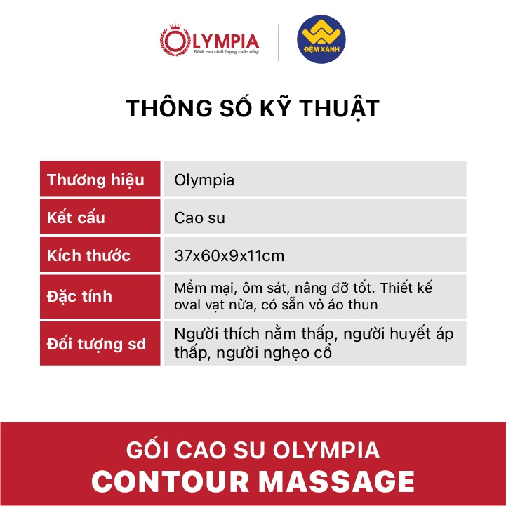 [ẢNH THẬT] Gối Cao Su Olympia Massage Contour (chính hãng)