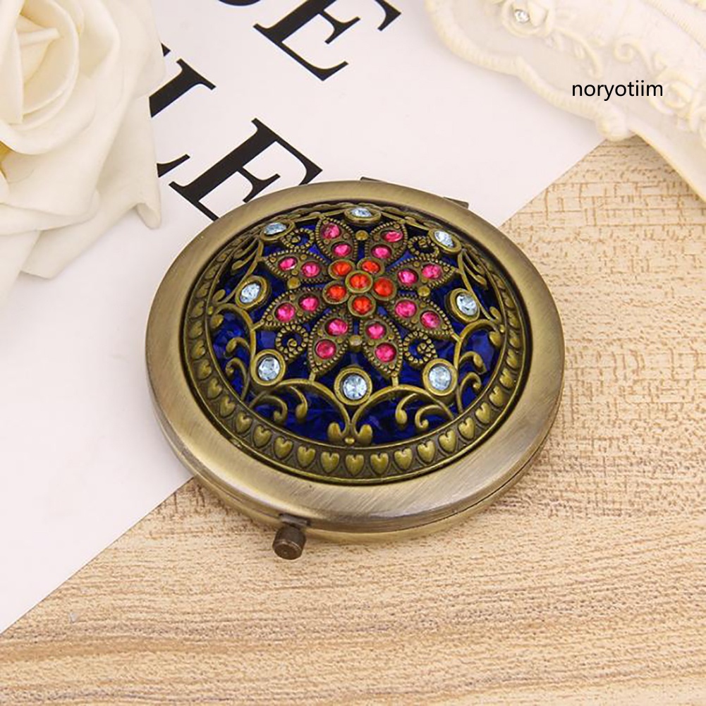 Gương Trang Điểm Mini Hai Mặt Hình Tròn Thiết Kế Khoét Rỗng Phong Cách Cổ Điển