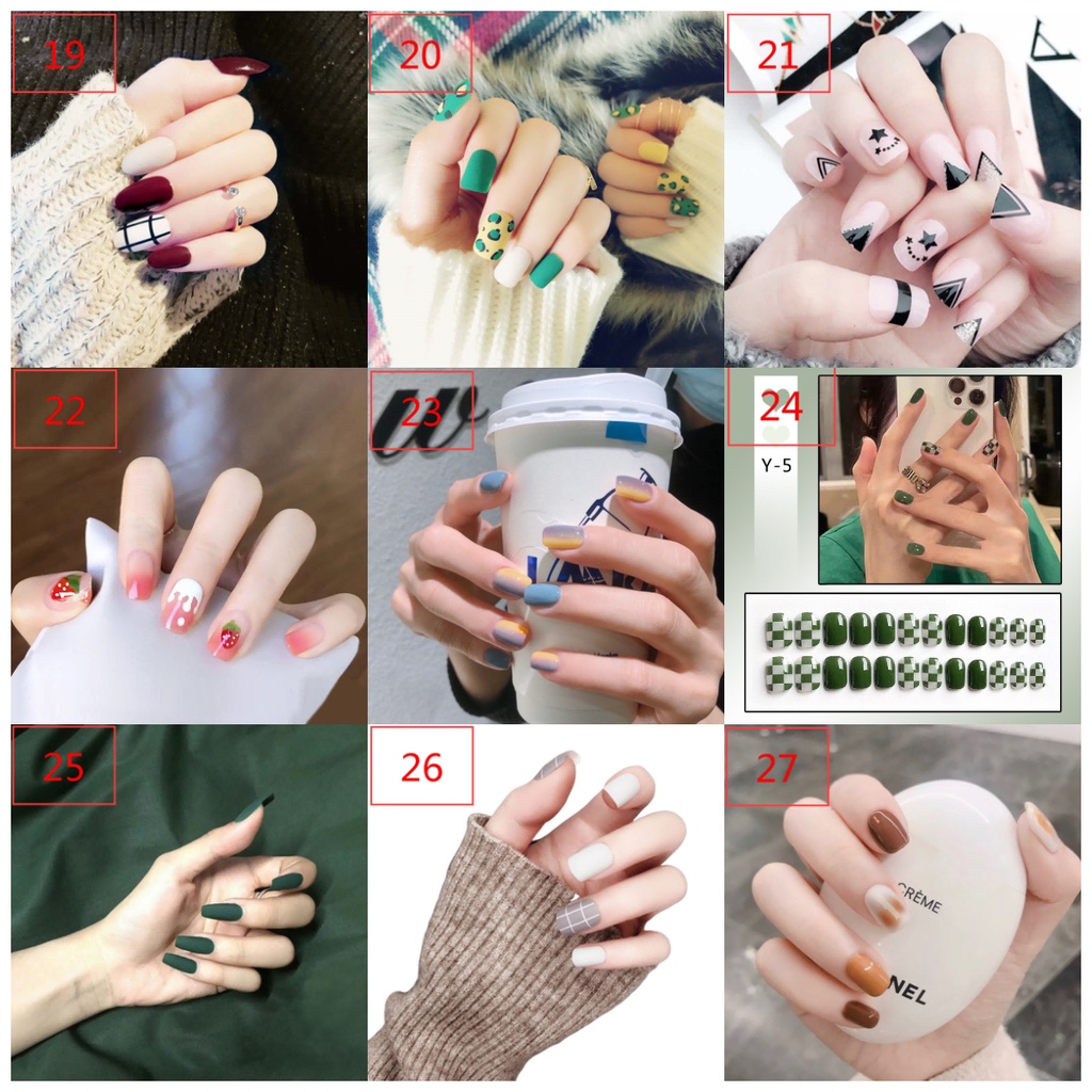 Set 24 Móng Tay Giả Họa Tiết Bò Sữa Đen Trắng Đáng Yêu Dùng Trang Trí Móng Nghệ Thuật