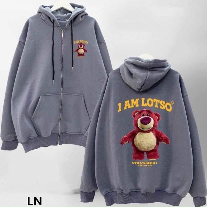 Áo khoác nỉ gấu đỏ LOTSO mũ 2 lớp TH6