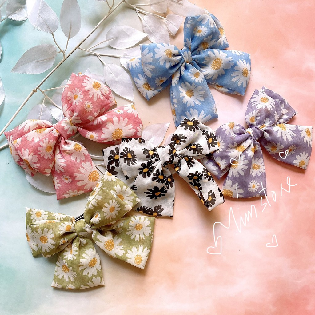 KẸP TÓC NƠ HOA TIỂU THƯ HANDMADE, NƠ 3 TẦNG THỜI TRANG NỮ HOT TREND ULLZANG