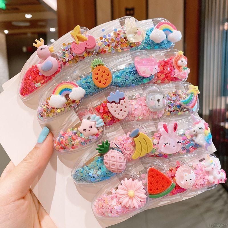 Kẹp tóc BB hình trái cây phối sequin lung linh đáng yêu cho bé gái