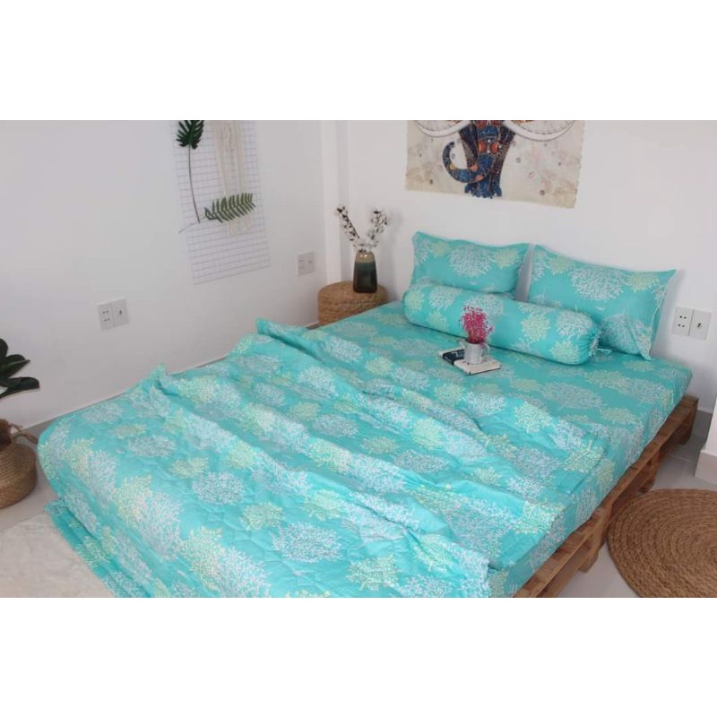 drap cotton Thắng Lợi, ga trãi giường hàng chuẩn có in logo SAN HÔ XANH