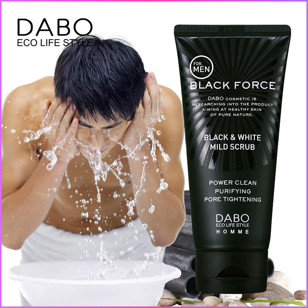 Sữa rửa mặt Nam sạch mụn trắng da Dabo Black Force Hàn Quốc 120ml - Hàng Chính Hãng