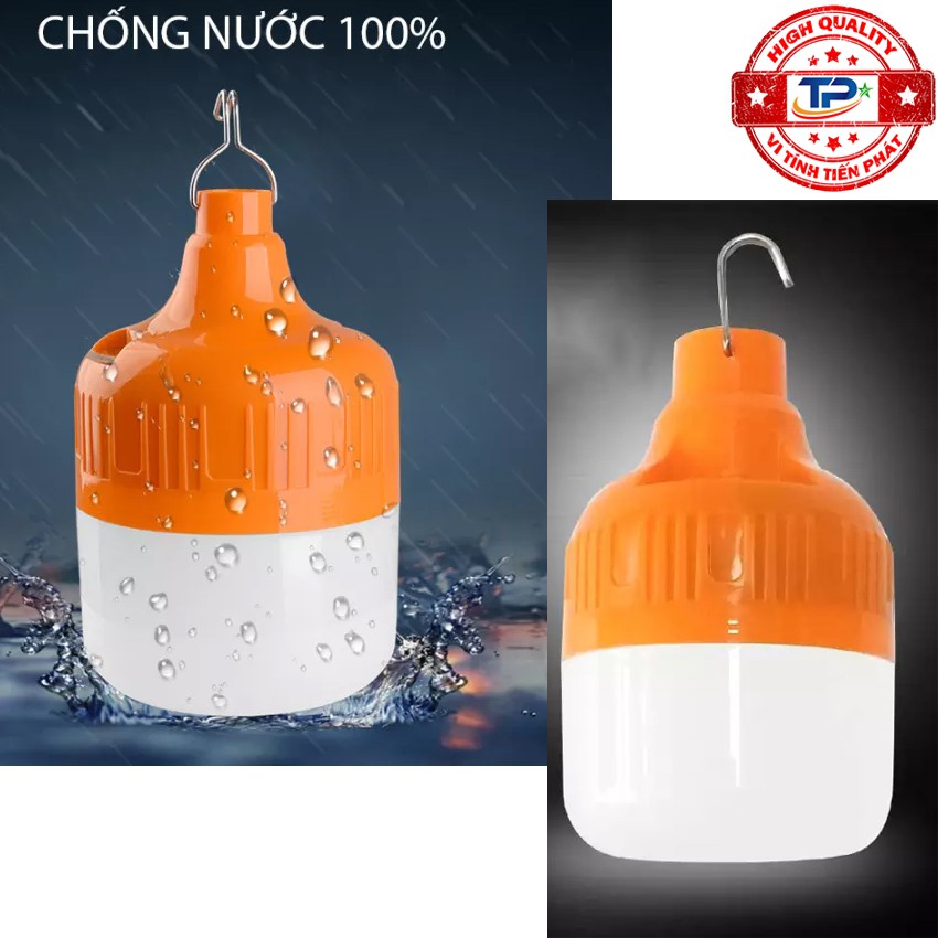 Bóng đèn LED sạc tích điện 80W với 3 chế độ sáng, chống nước, dùng khi mất điện, bán hàng, cắm trại, du lịch NĐ 9506