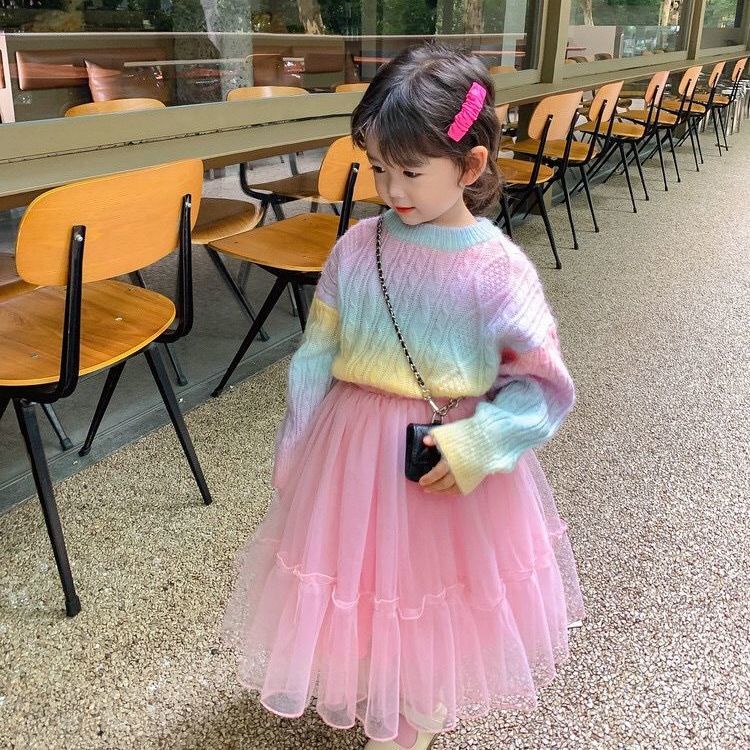 Áo khoác sweater dệt kim thời trang mùa thu mới cho bé gái