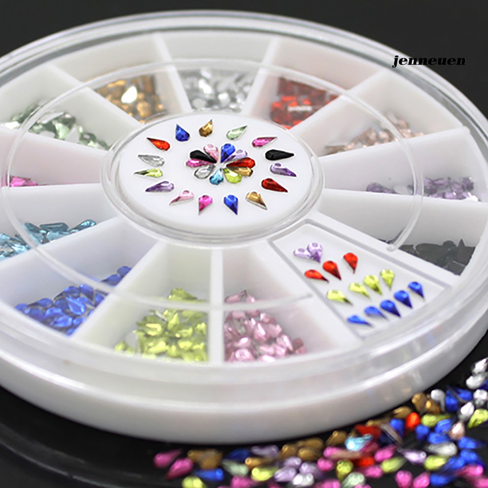 [Hàng mới về] Hộp phụ kiện trang trí móng tay nghệ thuật hình giọt nước nhiều màu sắc độc đáo