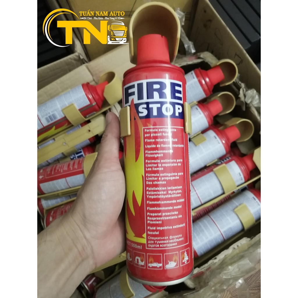 BÌNH CỨU HỎA CHỮA CHÁY MINI CHO Ô TÔ, XE HƠI, XE MÁY FIRE STOP 500ML