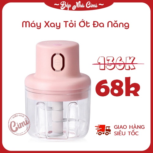 Máy xay tỏi ớt cầm tay mini dung tích 250ml - Sạc điện cổng USB siêu tiện lợi - Bếp Nhà CIMI