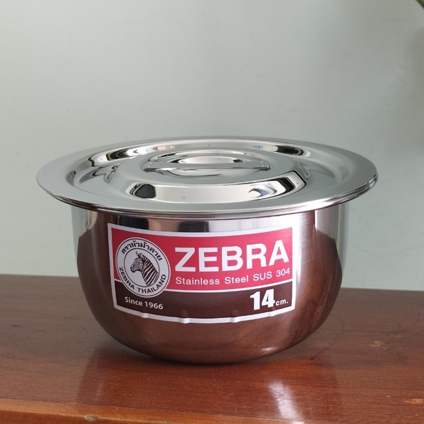 Thố Inox có nắp Zebra, 18cm -170018 - 1 Đáy Loại Dày, Inox 304 nhập khẩu Thái Lan