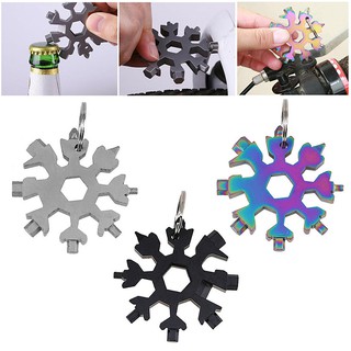 Móc Khoá Cờ Lê Thép Đa Năng 18 In 1, Hình Bông Tuyết Bát Giác Đa Chức Năng Nhỏ Gọn Bỏ Túi, Lục Giác Cầm Tay