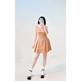 Đầm xoè nhúng eo cam đất korea