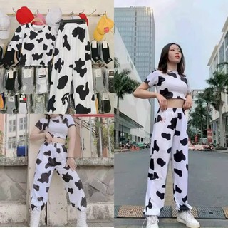 Set đồ thể thao loang bò sữa, set đồ thể thao