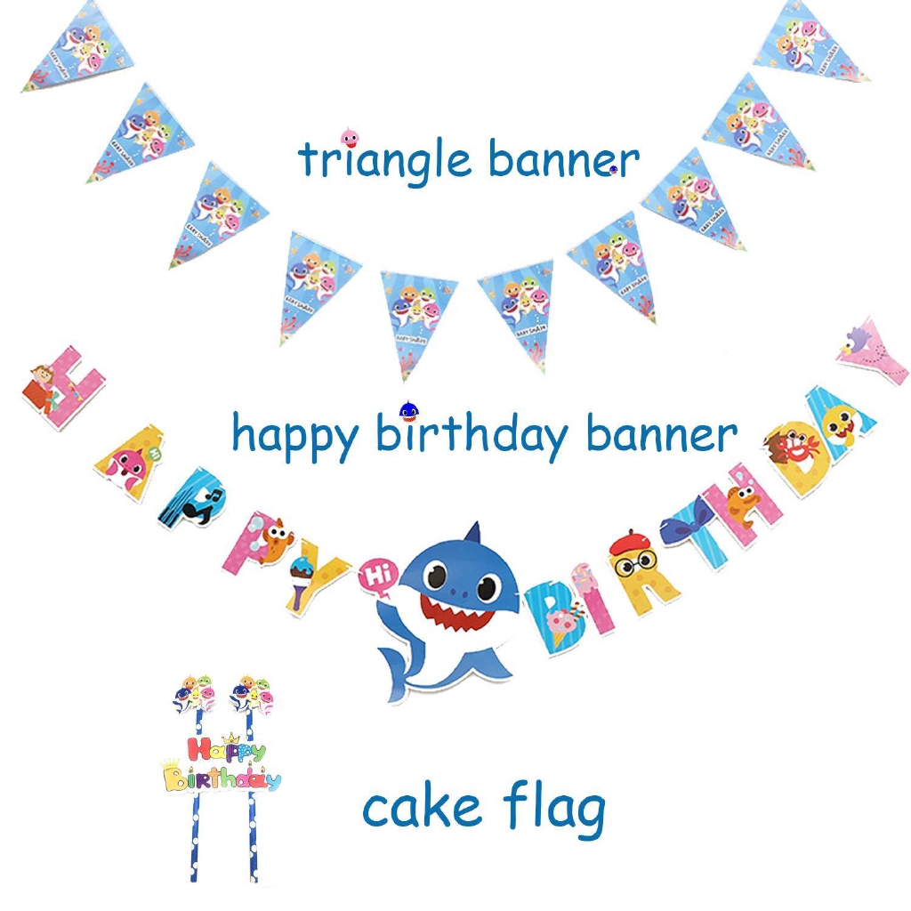 Set dụng cụ bàn ăn trang trí tiệc sinh nhật in hình cá mập