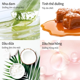Mặt nạ môi Lanbena Tẩy tế bào chết Dưỡng ẩm cho môi Plumper Son dưỡng môi Hoa hồng / Đường / Lô hội / Dừa Chăm sóc môi