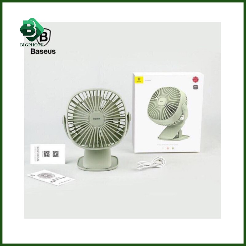 [Mã ELFLASH5 giảm 20K đơn 50K] Quạt tích điện có đèn Kẹp Bàn Xoay 360 Độ mini hand FAN BASEUS ZW2816