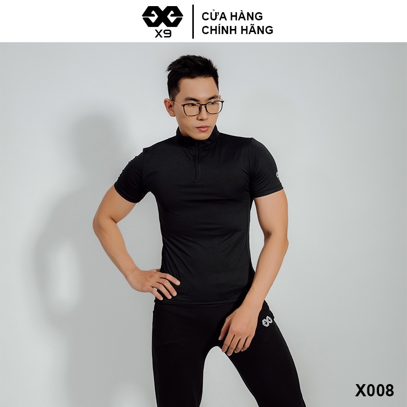 Áo Thun Nam Ngắn Tay Có Cổ Trụ - Thương Hiệu X9 - Giữ Nhiệt Tập Gym Chạy Bộ Yoga Golf Tennis - X008 🌺